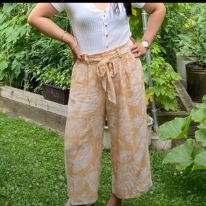 Floral Tan Women's Pants And White Top